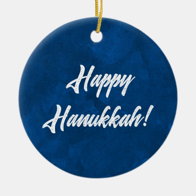 Hanukkah Watercolor   Ceramic Tree Decoration (Front)