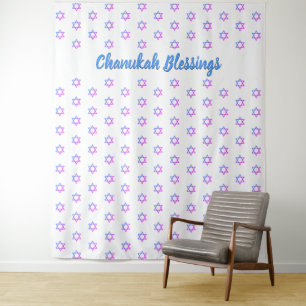 HANUKKAH   White   STAR OF DAVID Backdrop Tapestry