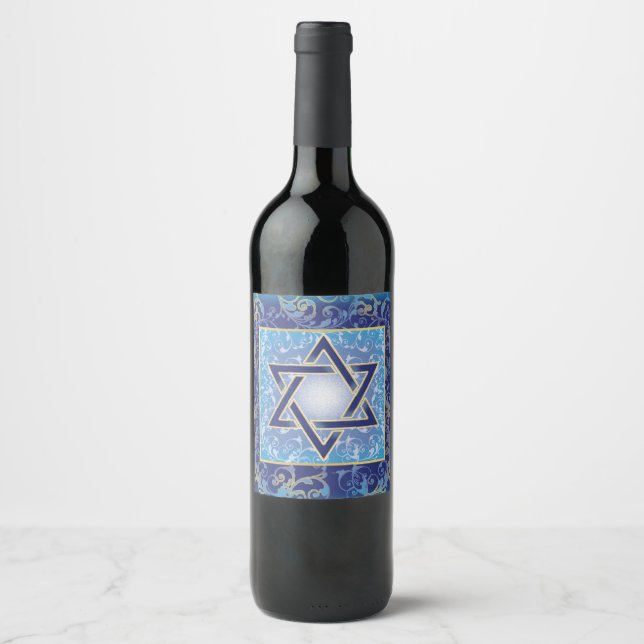 Hanukkah Wine Labels Jewish Wine Bottle Labels (Front)