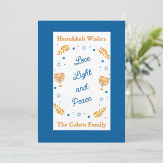 Hanukkah Wishes – Love Light and Peace Family  Holiday Card