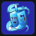 Hanukkah with Dreidel Square Sticker<br><div class="desc">This design celebrates Hanukkah. For matching items type "penguincornerstore dreidel" into the Zazzle search bar.</div>