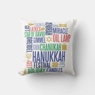 Hanukkah Words Holiday Throw Pillow