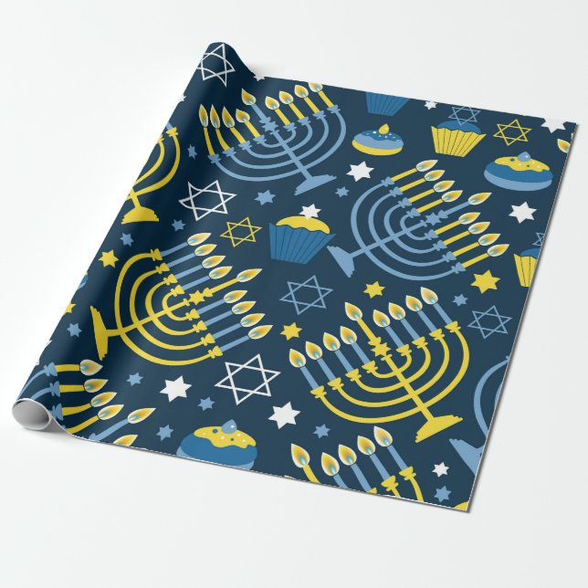 "Hanukkah" Wrapping Paper (Unrolled)