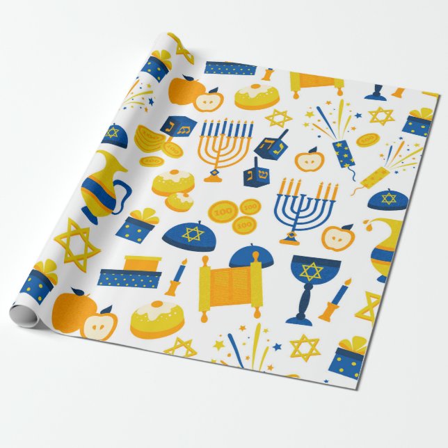 Hanukkah Wrapping Paper (Unrolled)