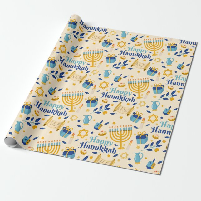 Hanukkah Wrapping Paper (Unrolled)