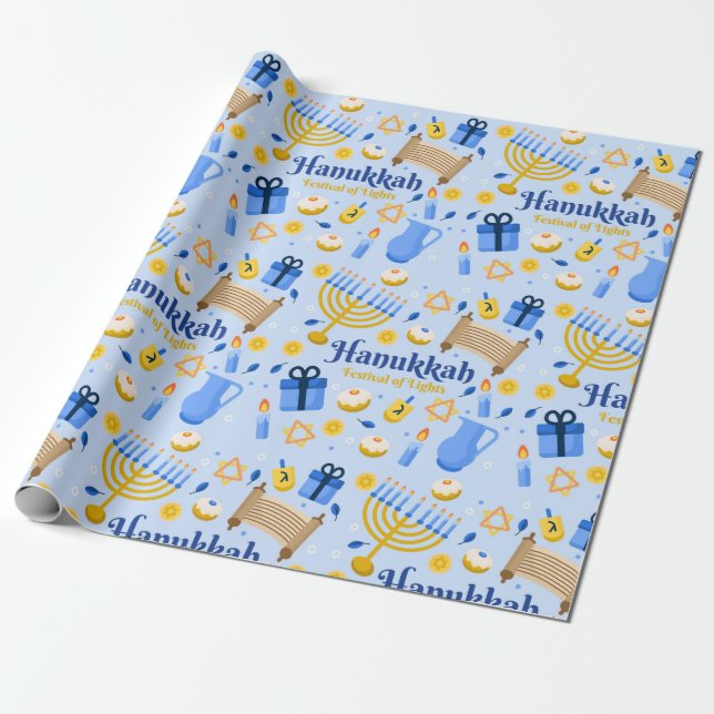 Hanukkah Wrapping Paper (Unrolled)
