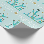 Hanukkah Wrapping Paper "Blue Lights, Latkes"<br><div class="desc">Hanukkah Gift Wrap "Blue Lights,  Latkes,  Chanukah/Menorah". Enjoy my newest wrapping paper design. Price varies as you choose between 4 paper types and 5 paper sizes. Thanks for stopping and shopping by. Your business is greatly appreciated. Enjoy!
Chag/Happy Chanukah/Hanukkah!!!</div>