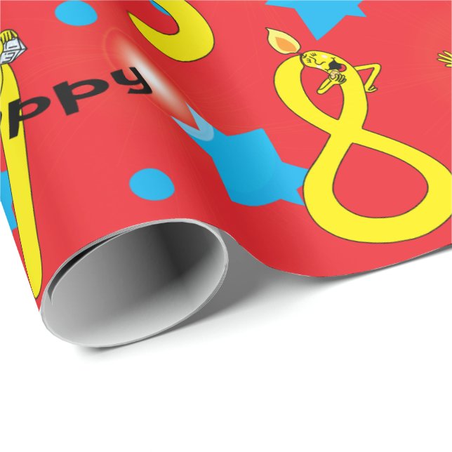 Hanukkah Wrapping Paper "Happy Hanukkah Numbers" (Roll Corner)