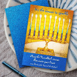 Hanukkah Yellow Menorah Season To Sparkle Script Holiday Card<br><div class="desc">“It’s the season to sparkle.” A close-up photo illustration of a bright, colourful, yellow gold artsy menorah and turquoise blue glitter helps you usher in the holiday of Hanukkah. Feel the warmth and joy of the holiday season whenever you send this stunning, colourful Hanukkah flat greeting card. Matching envelopes, stickers,...</div>