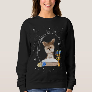 Hanukkah Yorki Dog Snow Globe Pajama Sweatshirt