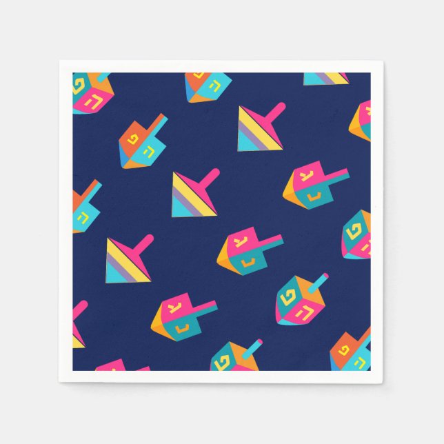 Hanukkiah Happy Hanukkah Jewish dreidel Menorah Napkin (Front)