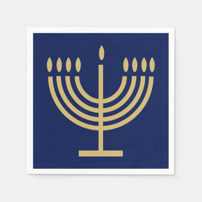 Hanukkiah Happy Hanukkah Jewish dreidel Menorah Napkin (Front)