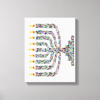 Hanukkiah made with Gems Stretched Canvas Print
