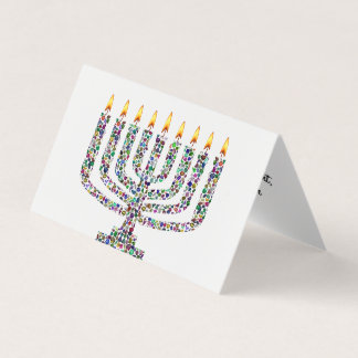 Hanukkiah made with Gemstones Folded Card