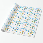 Hanukkuh Symbols Wrapping Paper<br><div class="desc">Happy Hanukkah sentiments along with menorah,  dreidel,  coins and stars</div>