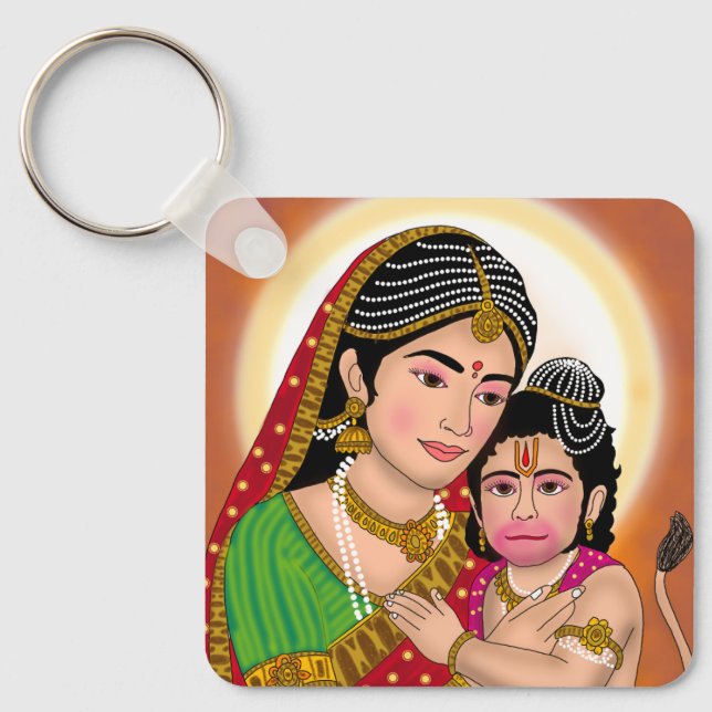 Hanuman & Anjana Mata Keychain (Front)