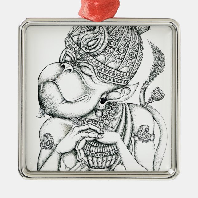 Hanuman, Monkey God Metal Tree Decoration (Front)