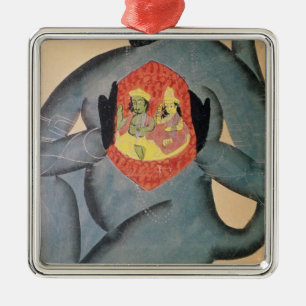Hanuman revealing Rama and Sita Metal Tree Decoration