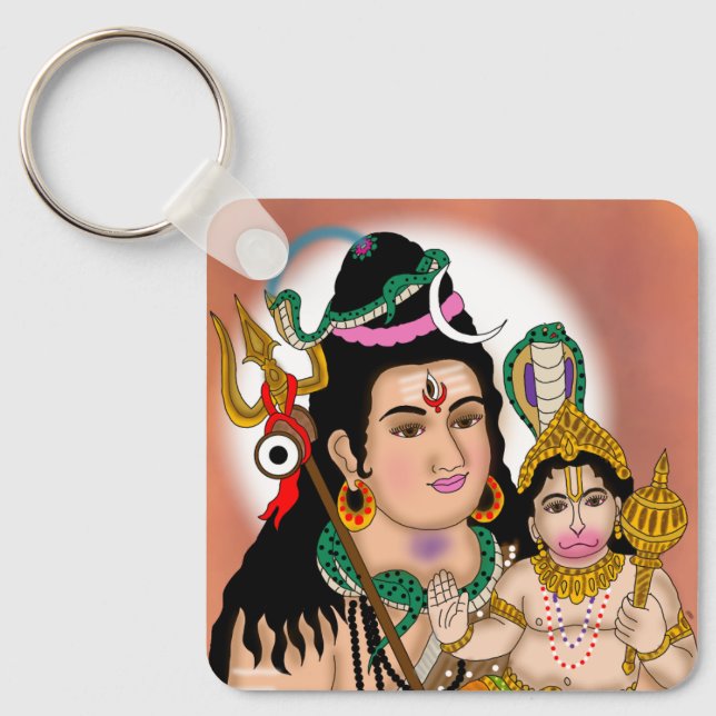 Hanuman & Shiva Keychain (Front)