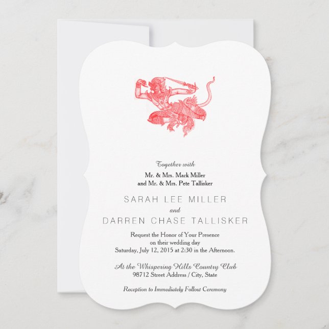 Hanuman Vintage Book Illustration Invitation (Front)