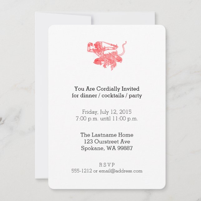Hanuman Vintage Book Illustration Invitation (Front)