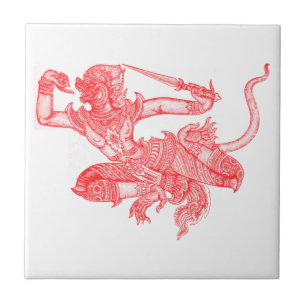 Hanuman Vintage Book Illustration Tile