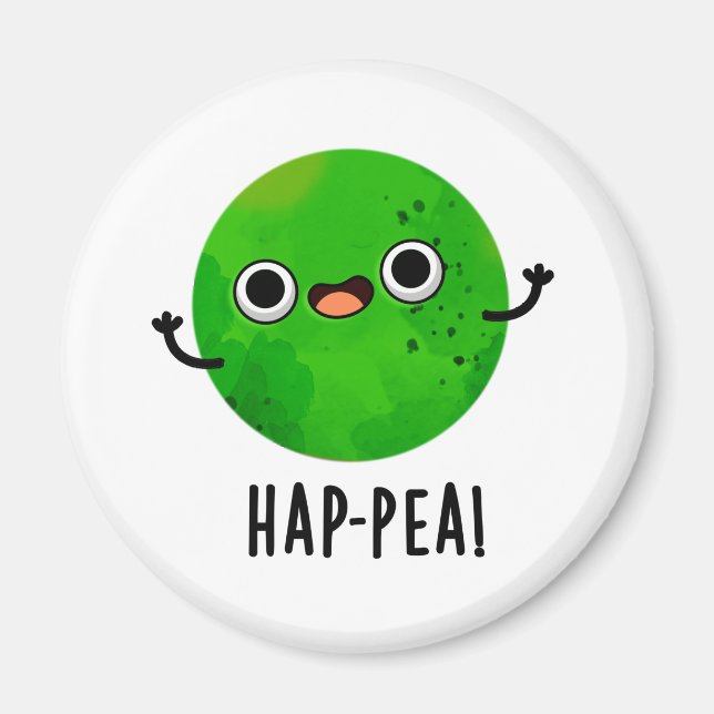 Hap-pea Cute Happy Pea Pun Magnet (Front)