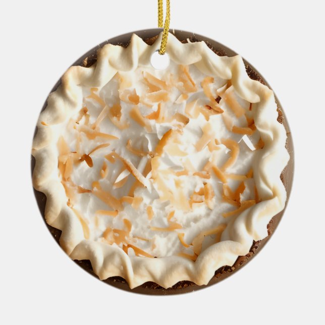 Hap-pie Christmas | Coconut Cream Pie Christmas Ceramic Tree Decoration (Front)