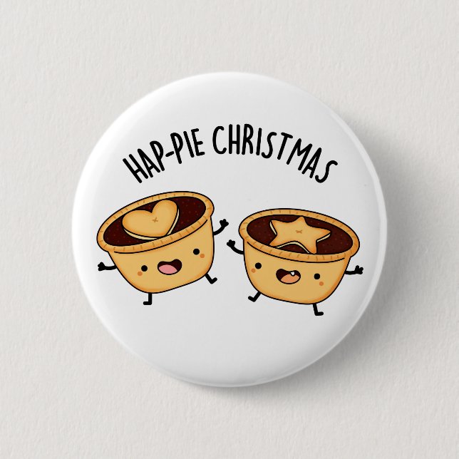 Hap-pie Christmas Funny Christmas Pie Pun  6 Cm Round Badge (Front)