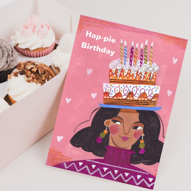 Hap - Pie Woman Birthday Greeting Card (Hap - Pie Woman Birthday Greeting Card)