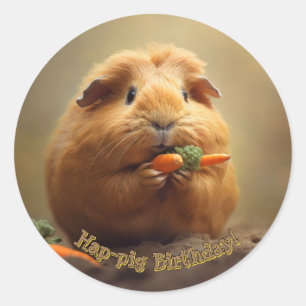 Hap-pig Birthday! Classic Round Sticker