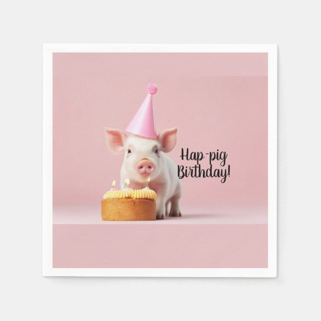 Hap-pig Birthday! Napkin (Front)