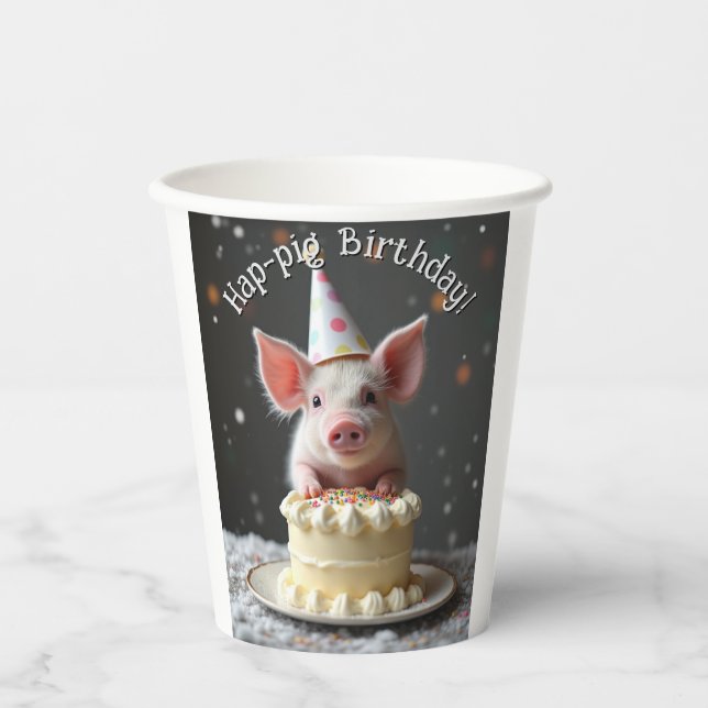 Hap pig Birthday Paper Cups (Front)