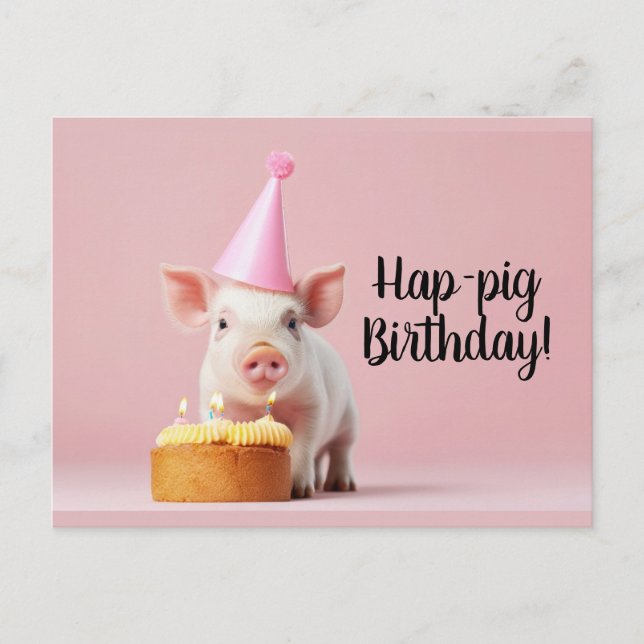 Hap-pig Birthday! Postcard (Front)