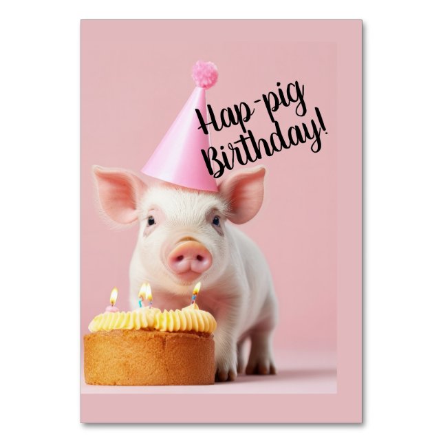 Hap-pig Birthday! Table Number (Front)