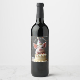 Hap pig Birthday Wine Label