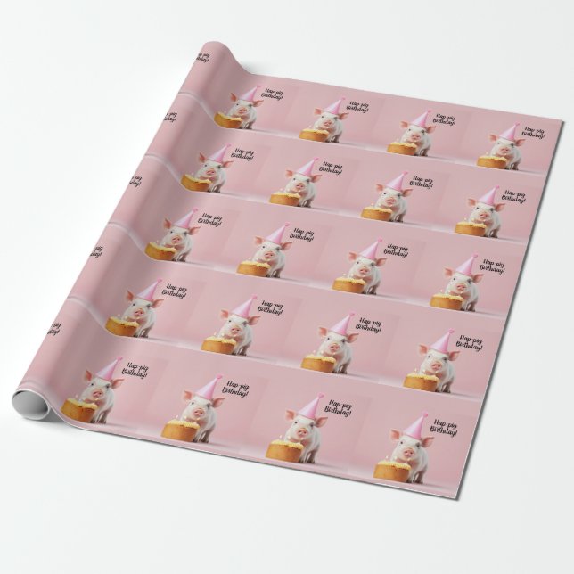 Hap-pig Birthday! Wrapping Paper (Unrolled)
