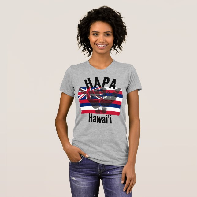 HAPA HAWAII HI Flag TRIBAL SHAKA BG T-Shirt (Front Full)