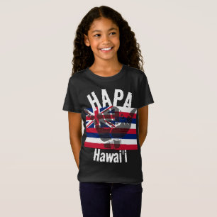 HAPA HAWAII HI Flag TRIBAL SHAKA BG Wht T-Shirt