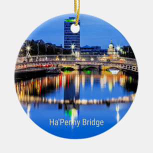 Ha'Penny Bridge, Dublin, Ireland Ceramic Tree Decoration
