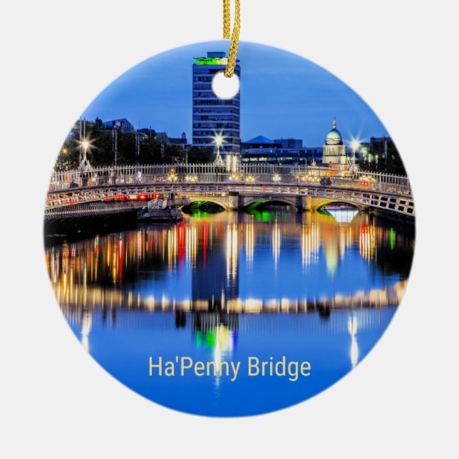 Ha'Penny Bridge, Dublin, Ireland Ceramic Tree Decoration (Front)
