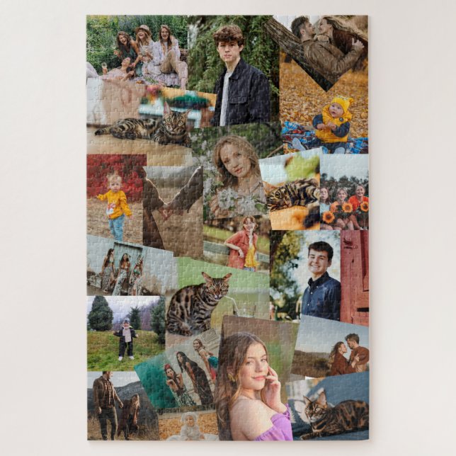Haphazardly Overlapping Photos Collage Template Jigsaw Puzzle (Vertical)