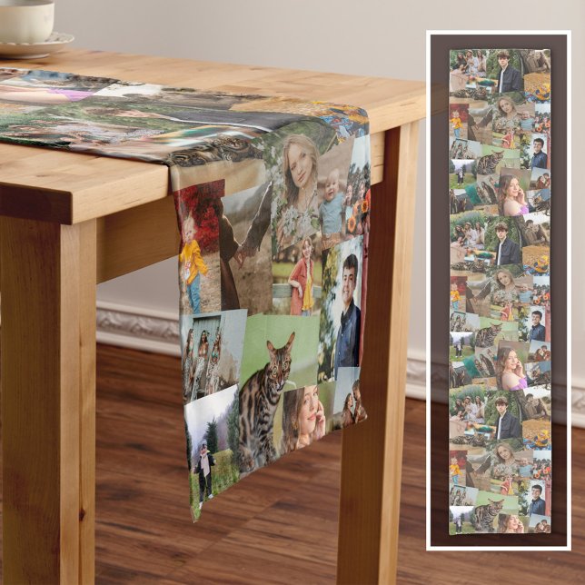 Haphazardly Overlapping Photos Collage Template Short Table Runner (Creator Uploaded)