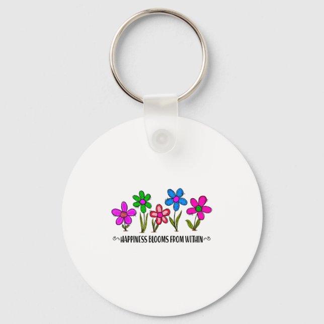Hapness Blooms From A Within Insrational Motivatio Key Ring (Front)