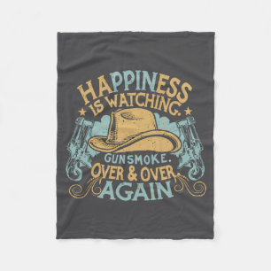 Hapness Is Watching Gunsmoke Funny Cowboy Hat Fleece Blanket