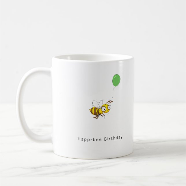 Happ-bee Birthday. Birthday gift Coffee Mug (Left)