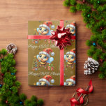 Happ-BEE Christmas Happy Bees Tree Gift Wrapping Paper<br><div class="desc">Wrap your gifts in this specially created wrapping paper of little bees dressed in Santa Hats with the message "Happ-BEE Christmas"</div>