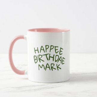 Happee Birthdae Name with Green Text Mug