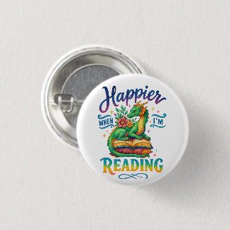 Happier When I'm Reading 3 Cm Round Badge