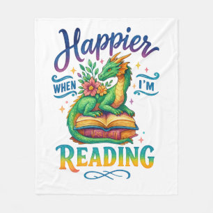 Happier When I'm Reading  Fleece Blanket